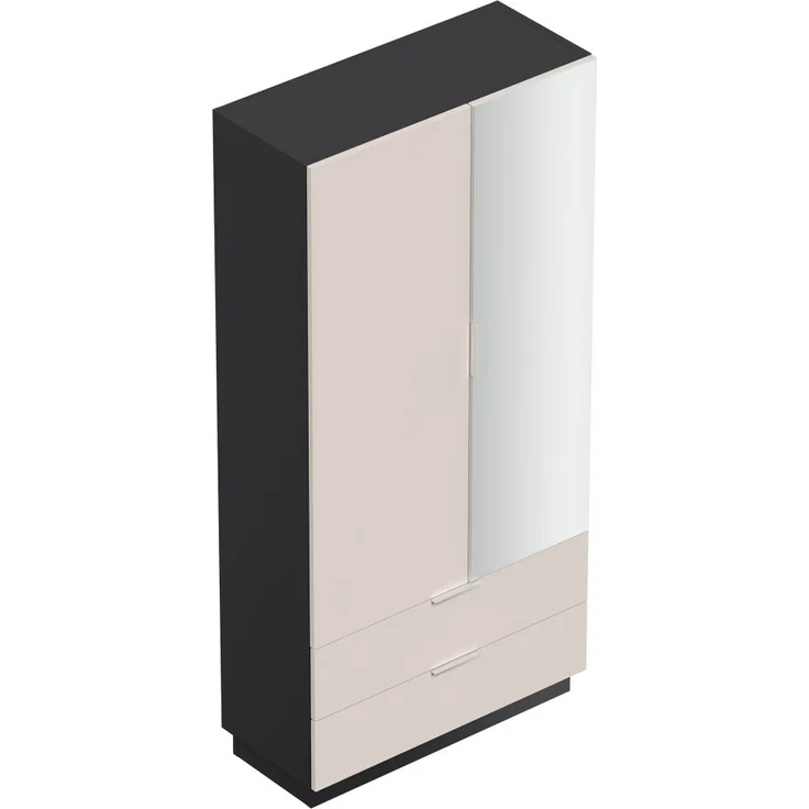 Mehrzweckschrank Castello-L Spiegeltür 2 Softeinzüge 30 Paar Creme-Grafit : Creme / Grafit – Bild 5