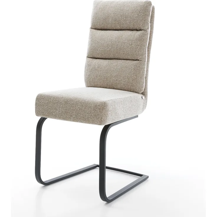 Freischwinger Pela-Flex Webstoff Soft Beige Freischwinger flach Schwarz Taschenfederkern