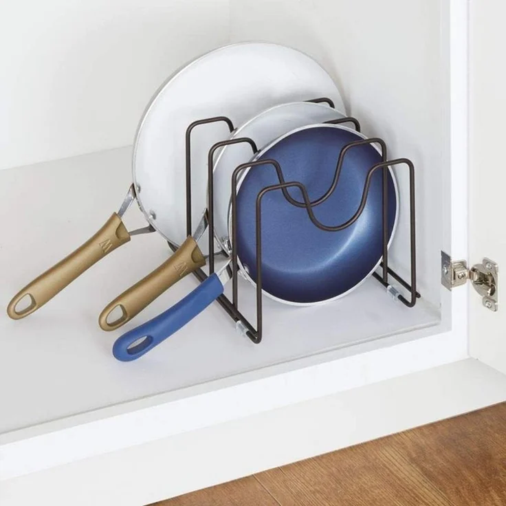 mDesign Geschirrständer Pfannenhalter Aufbewahrung Organizer Metall Bronze – Bild 2