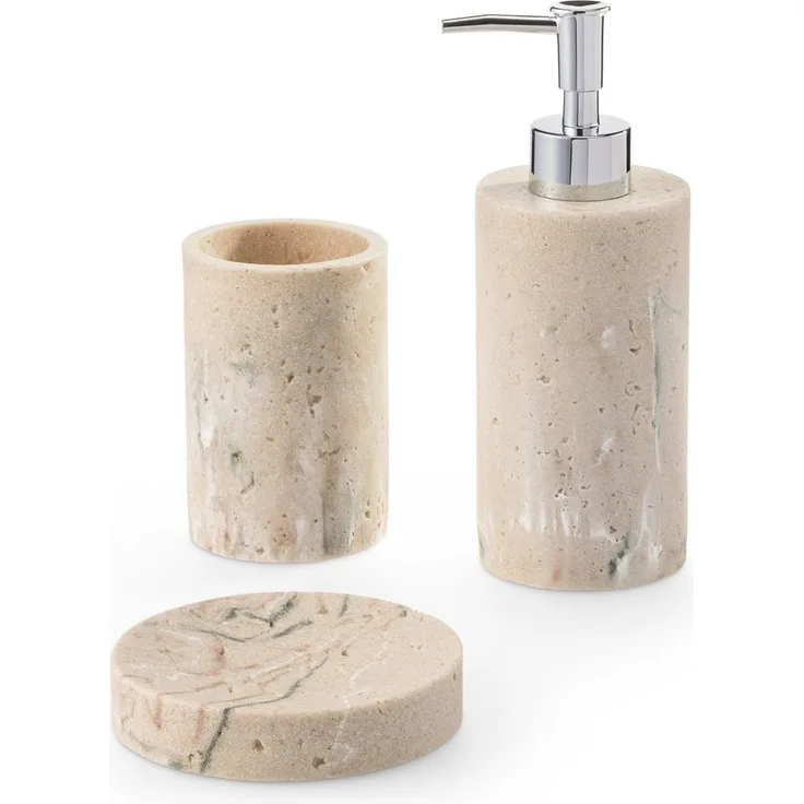 Navaris Badaccessoire-Set Badezimmer Seifenspender Set - 3er Set Badezimmer Accessoire, 3 tlg.