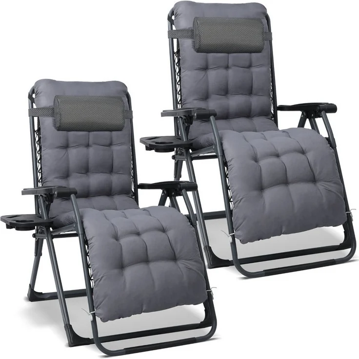 HOMECALL Gartenliege Sonnenliege Klappbar, Liegestuhl mit Weiches Kissen, XXL Extra breiter Zero Gravity Stuhl, 2 St, bis 180 KG, für Garten Terrasse Balkon – Bild 5