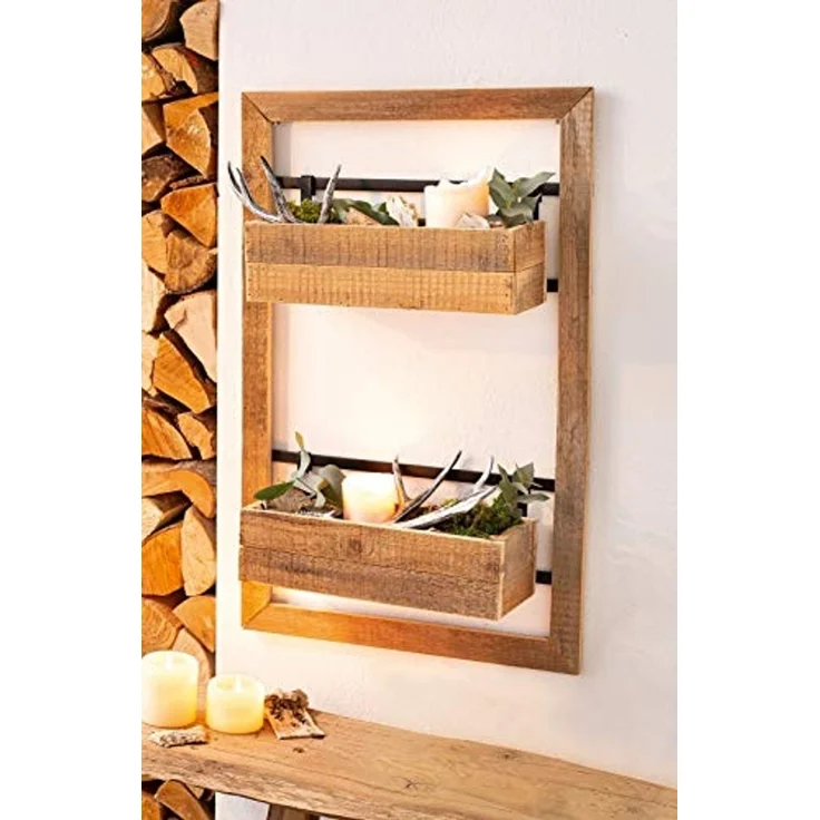 Dekoleidenschaft Blumenkasten "Industrial" aus Holz mit 2 Pflanzkästen, Pflanzenkasten, Balkonkasten, Wandregal mit Blumenkübel, Pflanzenhalter, Wandpflanzer, Blumenregal – Bild 6