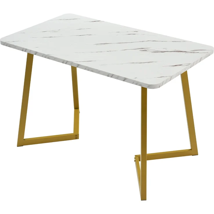 Esszimmer-Set 5-teilig Rechteck Tisch 117cm×68cm,4 beige Samtstühle Metallbeine moderner Küchentisch – Bild 9