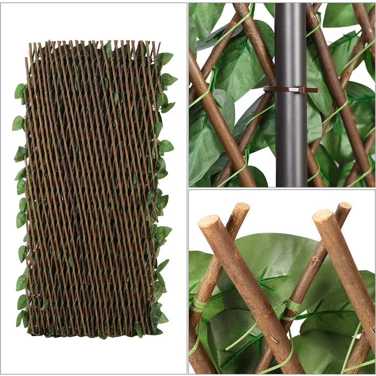 Sekey Efeu Sichtschutz 100 x 200 cm mit Kabelbinder, künstliche Hecke Sichtschutz Ohne Bohren, Balkon Sichtschutz Kunstpflanzen Sichtschutzfächer für Balkon Garten, Blatt A – Bild 4