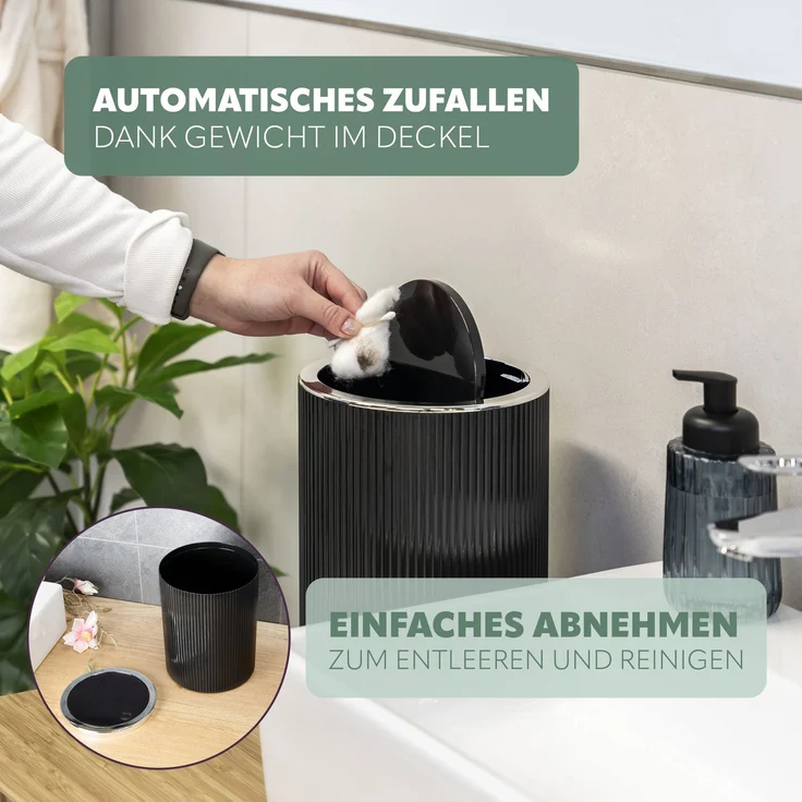 bremermann Kosmetikeimer Kosmetikeimer GAVELLO mit Schwingdeckel // Badeimer mit Rillendekor – Bild 4