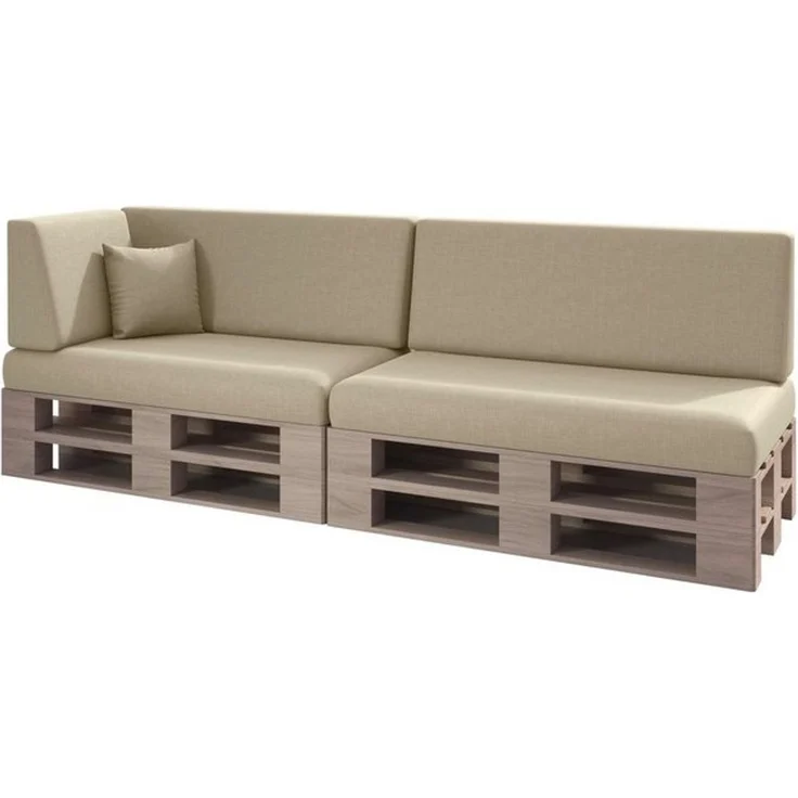 sunnypillow Palettenkissen mit abnehmbarem Bezug Kaltschaum Palettenauflage Palettenpolster Palettensofa Sitzkissen Rückenlehne Indoor Outdoor 6er Set 120x80 Cremefarben – Bild 4
