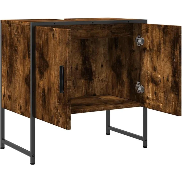 Waschbeckenunterschrank, Unterschrank Räuchereiche 60x33x60 cm Holzwerkstoff – Bild 6