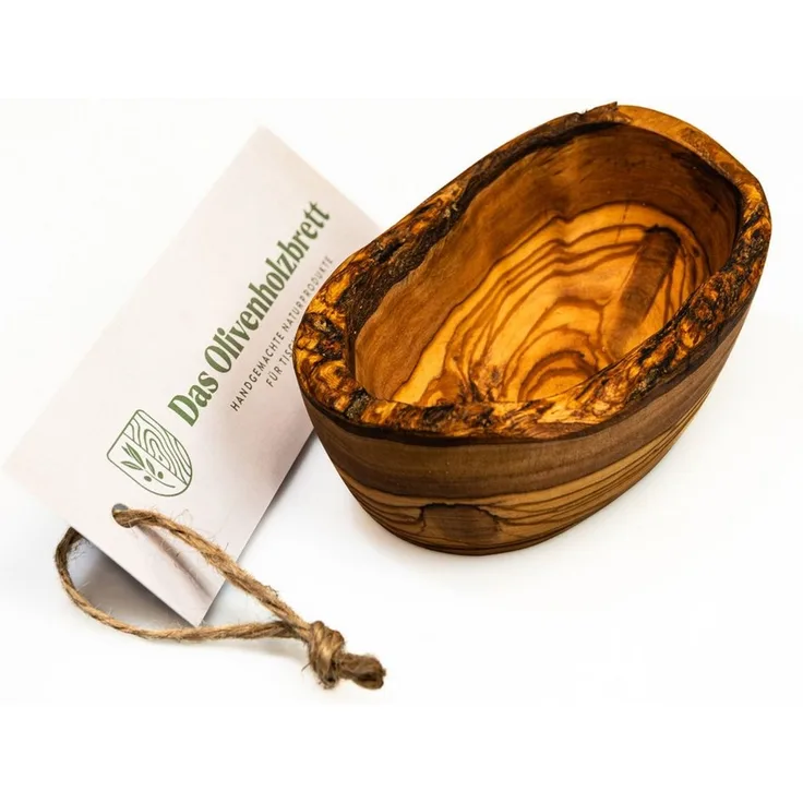 dasOlivenholzbrett Dipschale Ovales Schälchen aus Olivenholz mit möglichst naturbelassenem Rand