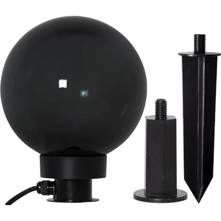 Kleine Outdoor-Kugelleuchte ,Orby' mit Erdspieß, E27, rauchgrau, Ø 20cm