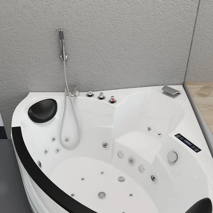 XXL Luxus LED Whirlpool Badewanne 135x135 cm +Heizung +Ozon+ Radio 14 Düsen – Bild 5