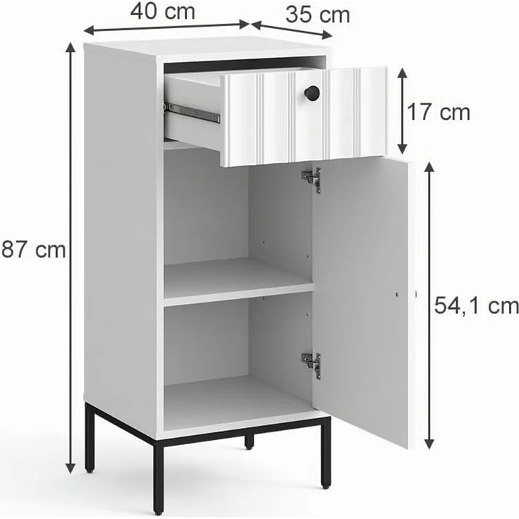 Midischrank Eliza Weiß Riffel 40 x 87 cm Vicco – Bild 3