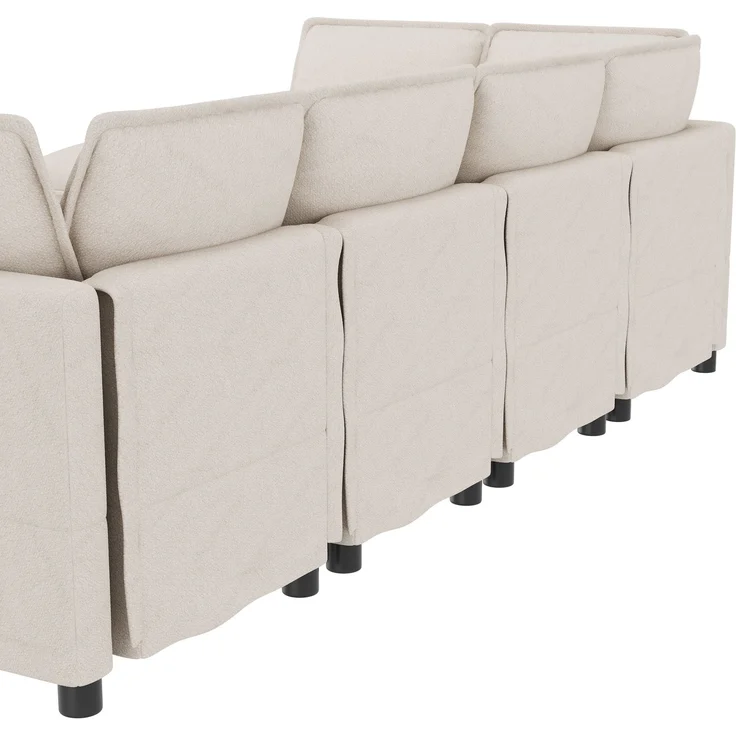 ZUBALIYA Wohnlandschaft 127x91 cm, mit Chenille - Bezug, mit Samtbezug, mit breiten Armlehnen, modular aufgebaut, Beige – Bild 22