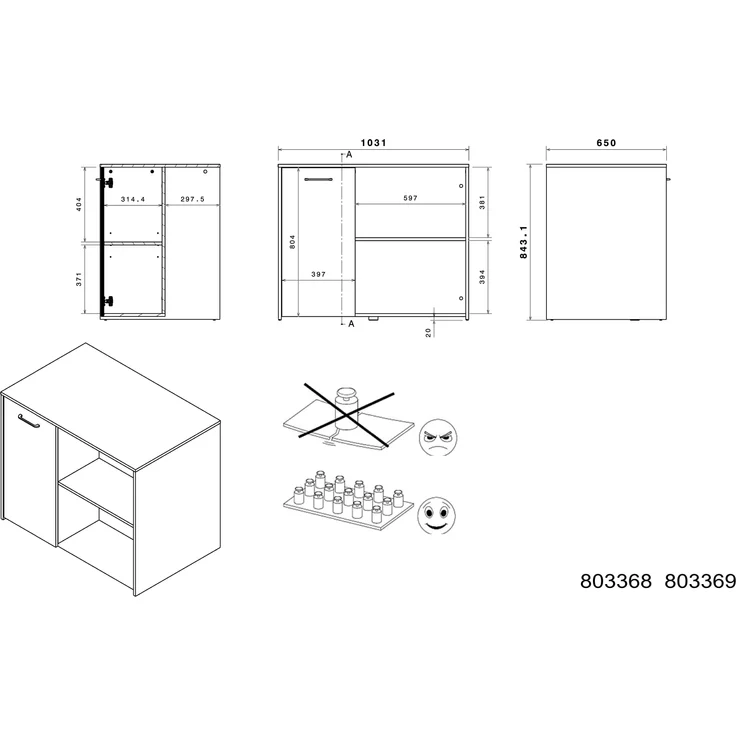 Mehrzweckschrank-Set >Malice 3< (2-teilig) Buffetschrank + Beistelschrank, in Beton Optik hell / Weiss – Bild 8