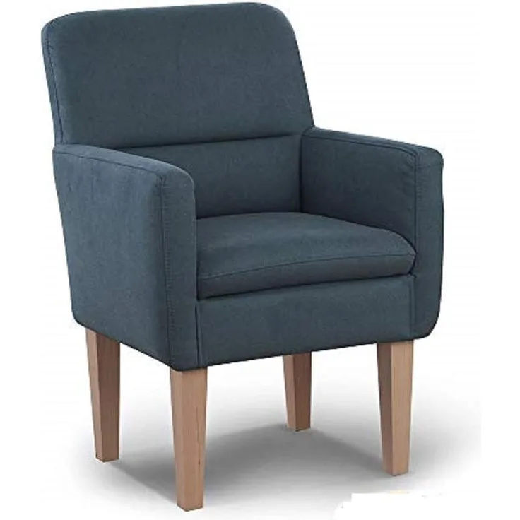 CAVADORE Diningsessel Kira / Polstersessel für Küche, Esszimmer oder Wohnküche / Passend zur Küchengarnitur Kira / Leichte Fleckenentfernung dank Soft Clean / 66 x 96 x 71 / Flachgewebe: Blau