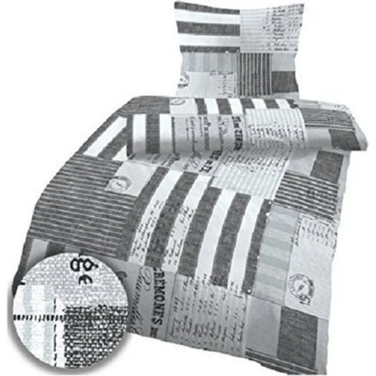 soma Biber Bettwäsche 2 teilig Bettbezug 135x200 cm Kopfkissenbezug 80x80 cm Karo anthrazit – Bild 4