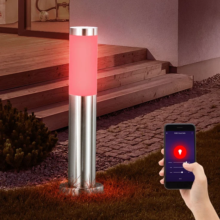 RGB LED Stehlampe aus Edelstahl, App-/ Sprachsteuerung – Bild 3