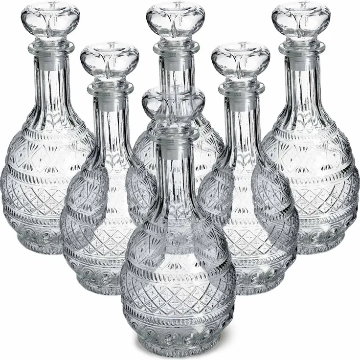 KADAX 6x Whisky-Alkohol-Dekanter Kristall 1L Glasflasche mit Korken
