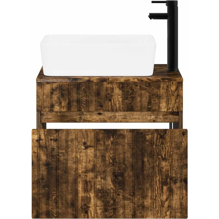 vidaXL Waschbeckenschrank Geräucherte Eiche 59 x 44,5 x 80 cm 3404305 – Bild 3