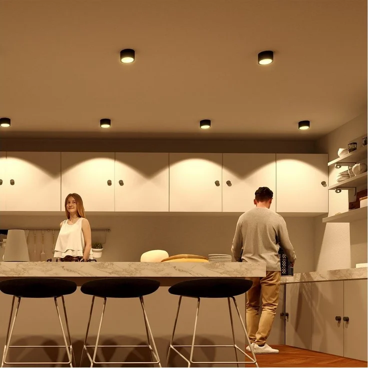 SSC-LUXon LED Aufbaustrahler Flacher LED Aufbaustrahler CELI-X in rund schwarz pulverbeschichtet, Warmweiß – Bild 2