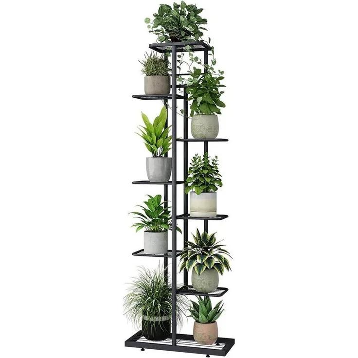 MULISOFT Blumenständer (Innen-Außen Metall Blumentreppe, Pflanzen Regal Blumenregal), Dunkelgrau, Höhe 145cm, für Garten oder Balkon