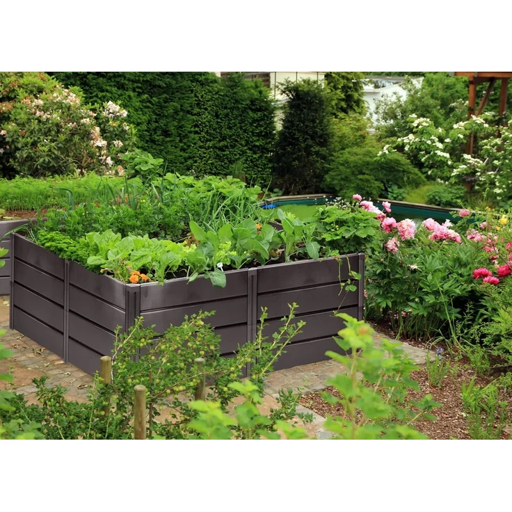 NEUSTANLO | Hochbeet Beetlo M | 82×82×61 cm | 336L | aus wetterfestem Kunststoff | pflegeleichtes Gartenbeet | Steckmontage ohne Werkzeug | ideal als Blumen- & Pflanzenbeet | Made in Germany – Bild 4