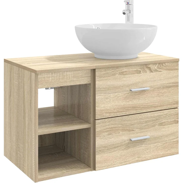 vidaXL Badezimmerschrank-Set 2 stk. Sonoma-Eiche 79,5 x 44,5 x 80 cm 3403914 – Bild 2