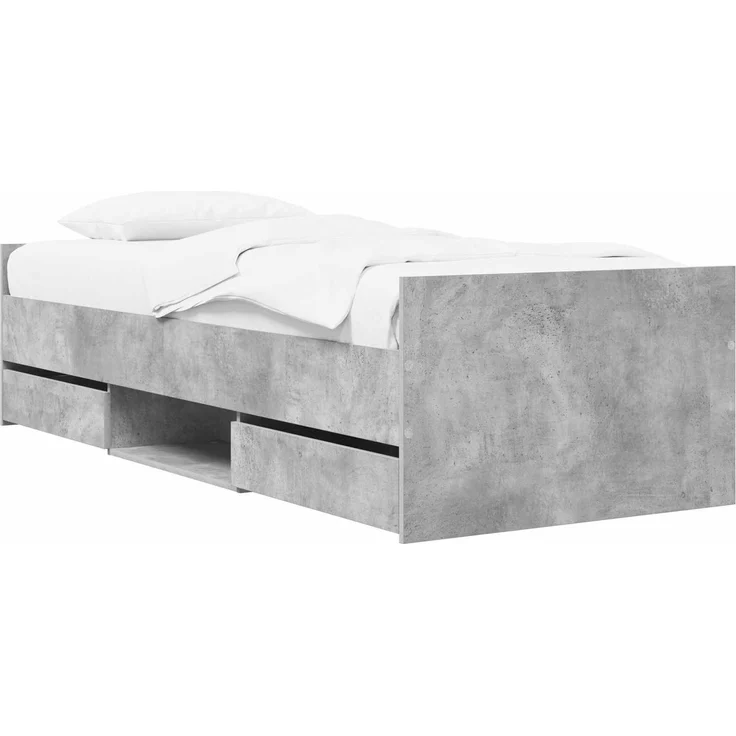 vidaXL Bettrahmen mit Schubladen mit Kopfteil Betongrau Holzwerkstoff 3429514 – Bild 2