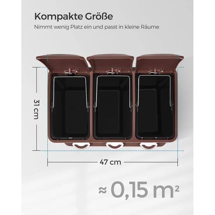 Songmics Mülleimer, Mülltrennsystem, aus Metall, 24 L, Küche – Bild 4