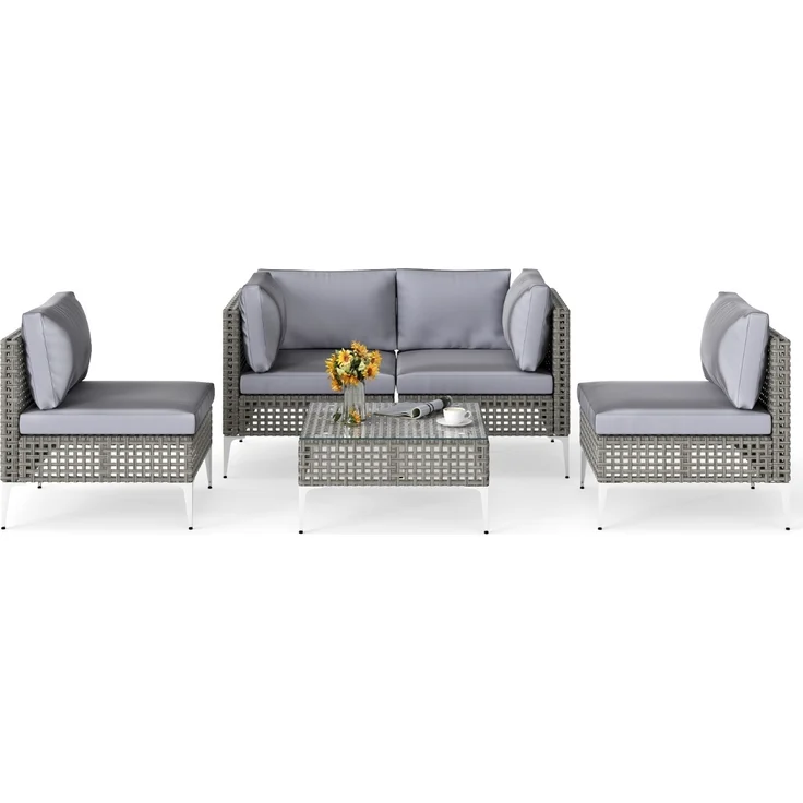 Rattan Gartenmöbel Set Balkonmöbel Set mit Sitz- & Rückenkissen Gartengarnitur – Bild 1