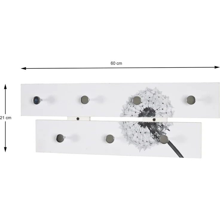 Garderobenleiste >13133< in chrom, Motiv Pusteblume - 60x21x5 (BxHxT) – Bild 3