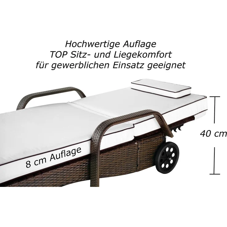 Sonnenliege Imola 5 Sterne Premium Liege aus Polyrattan mit verstellbarer Rückenlehne, inkl. Auflage wie abgebildet, Liegenfarbe Java Braun – Bild 4