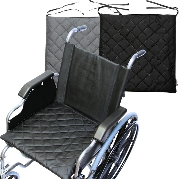 Seniori Sitzauflage Sitzkissen 44x44 cm für Rollstuhl Rollstuhlkissen Rollstuhlauflage, Schwarz