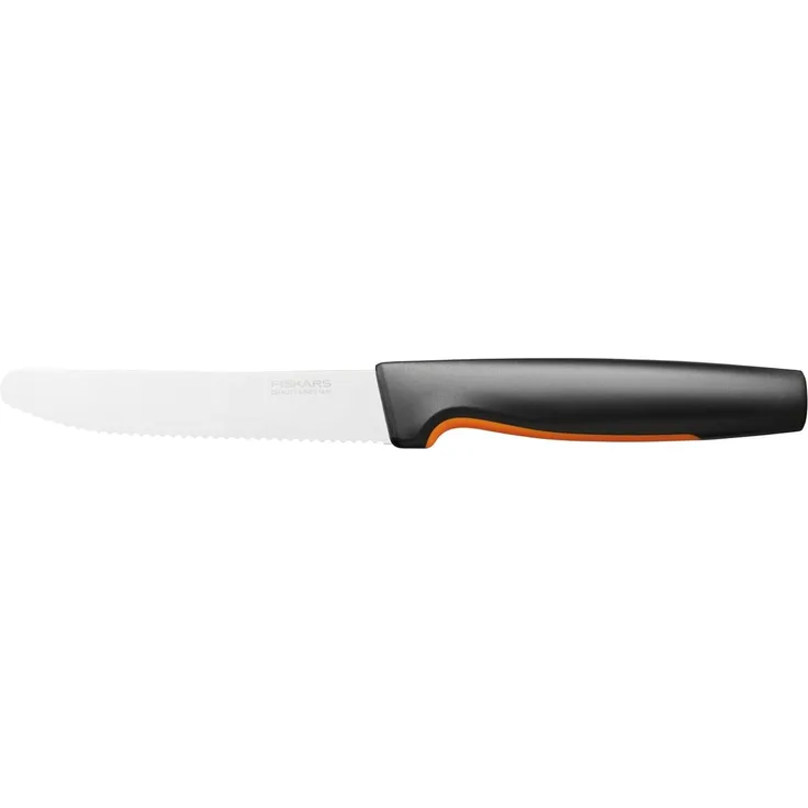 Fiskars 'Functional Form' Tomatenmesser mit Wellenschliff, Edelstahl schwarz, 11 cm