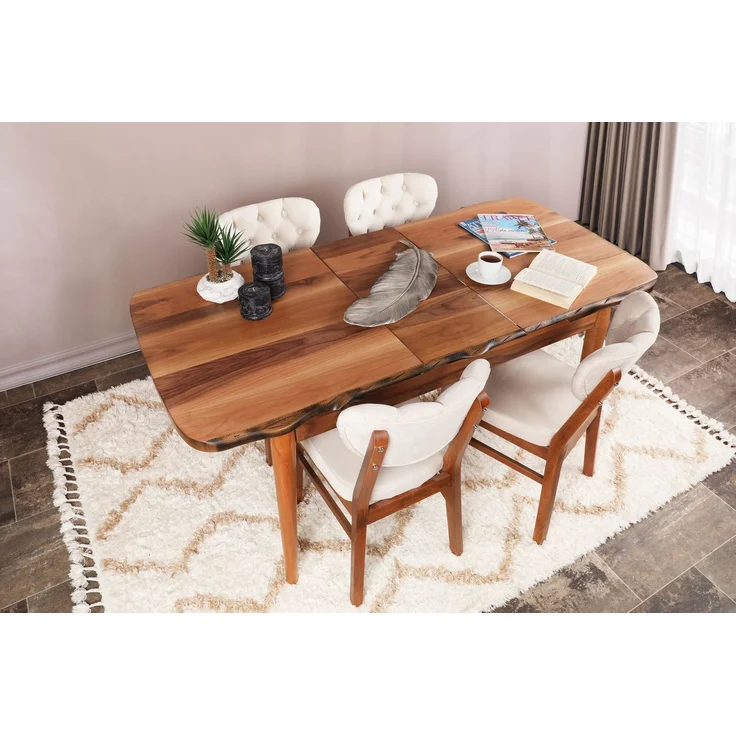 Skye Decor 'Elma 760 V2' Stuhlset (2-teilig), Walnuss / Beige, 41,5 x 86 x 43,5 cm – Bild 4
