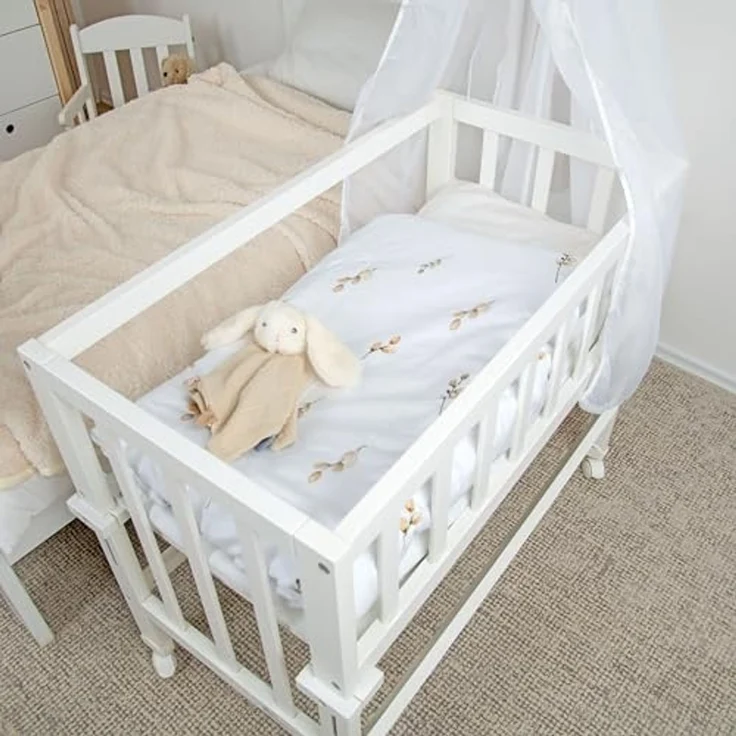 Herding babybest Wiegenbettwäsche, Häschen, Kopfkissenbezug 35x40 cm, Bettbezug 80x80 cm, 100% Baumwolle, Beige – Bild 5