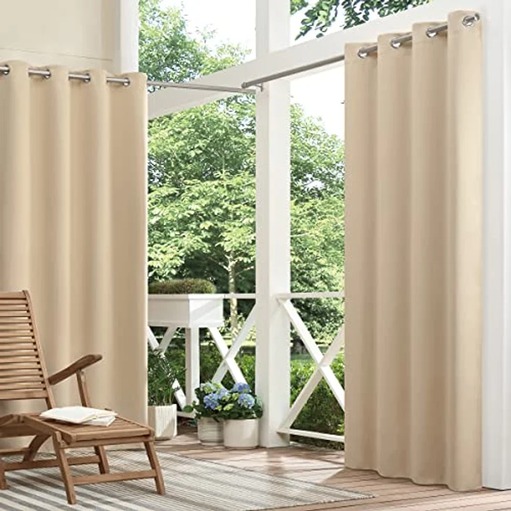 Eclipse Bradford Vorhang mit Ösen, wasserdicht, wärmeisoliert, für Terrasse oder Veranda, 132,1x241,3 cm, Leinen – Bild 1