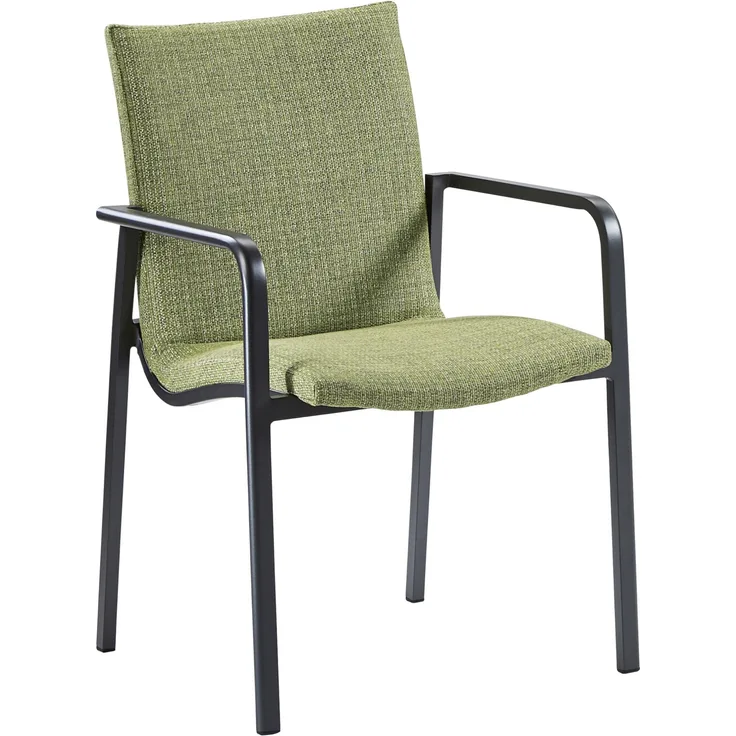 Best Freizeitmöbel Alu Dining-Sessel Positano Polstersessel Outdoorstoff Gartensessel versch. Farben anthrazit/grün