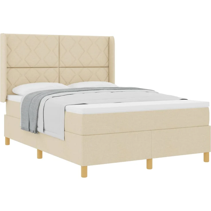 vidaXL Boxspringbett mit Kopfteil Creme 140 x 190 cm Stoff 3341894 – Bild 2