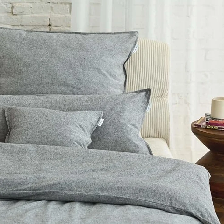 TOM TAILOR HOME Bettwäsche WOVEN MELANGE in Gr. 135x200 cm oder 155x220 cm, Flanell, 2 teilig, new bedroom, Doppelnaht am Kissen, gewebtes Label – Bild 6