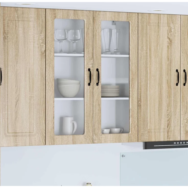 vidaXL Wandglas-Schrank PORTO Sonoma-Eiche 80 x 31 x 100 cm 885507 – Bild 1