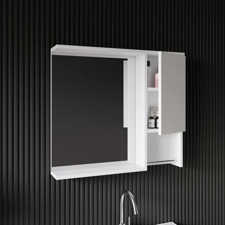 Skye Decor 'Deniz 80' Badmöbel-Set mit Waschbecken & Spiegel (2-teilig), Weiß, 80 x 50 x 42,4 cm – Bild 2