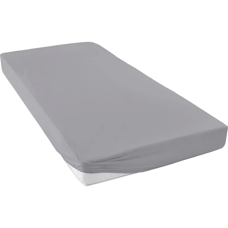 Hahn Haustextilien Jersey Spannbetttuch Max mit Nässeschutz 90-100x200 cm, granit