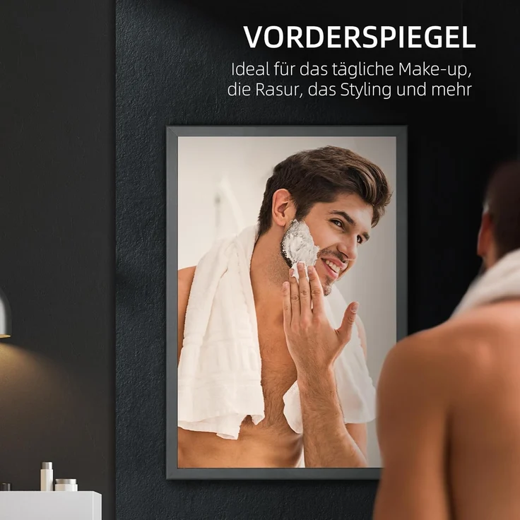 Kleankin Spiegelschrank Wand-Medizinschrank mit Spiegel, mit Ablageflächen (Hängeschrank, 1-St, Badezimmerschrank) für Badezimmer, Schwarz – Bild 5