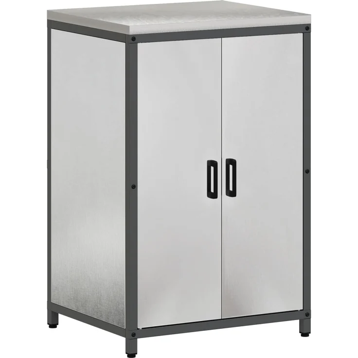vidaXL Küchenaufbewahrung mit Regal Silber 60 x 50 x 92 cm Stahl 874993 – Bild 1