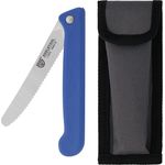 Klappbares Frühstücksmesser, mit Etui, Wellenschliff, Blau
