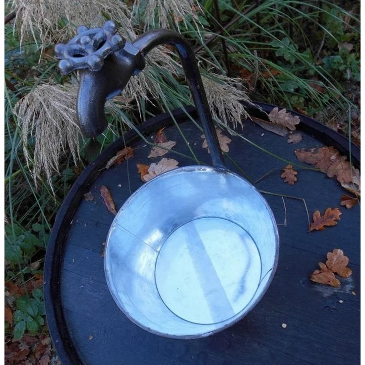 Deko-Impression Pflanzschale Pflanztopf mit Deko-Wasserhahn Zinkbottich Blumentopf Pflanzschale (1 St) – Bild 2