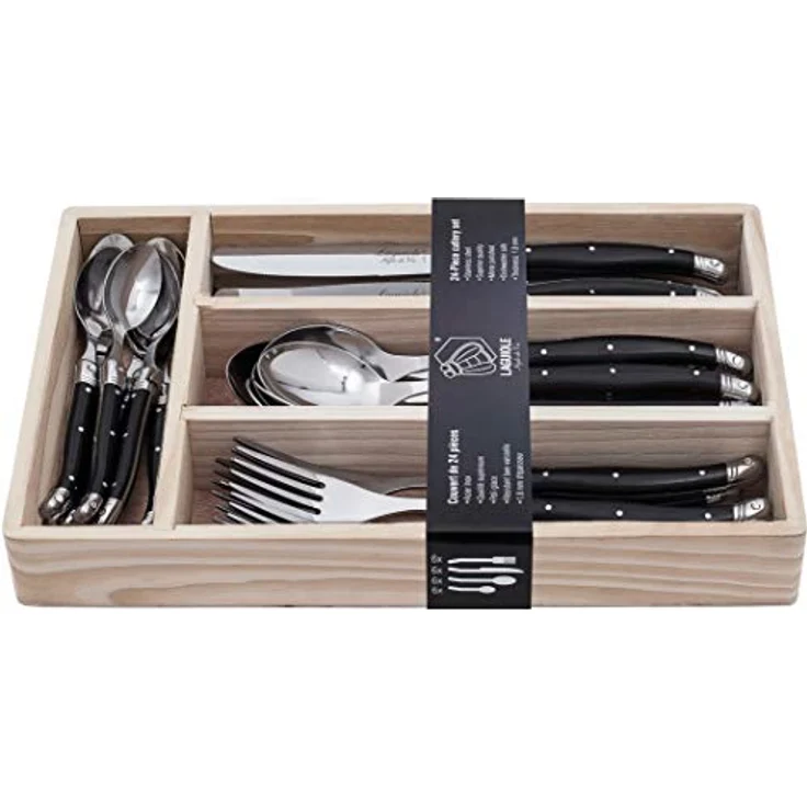 Laguiole Style de Vie Besteck-Set Premium Line, 24 Teile, Schwarz, spülmaschinenfest für 6 Personen – Bild 9