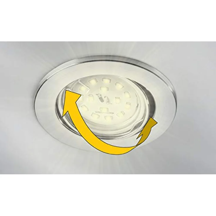 TRANGO LED Einbauleuchte, Dimmfunktion, 6er Set 6729-069MOSD LED Einbaustrahler in Aluminium gebürstet Rund incl. 6x 5 Watt 3 Stufen dimmbar Ultra Flach LED Modul 3000K warmweiß, Warmweiß, Deckenspot, Einbauspot, Deckenleuchte – Bild 9