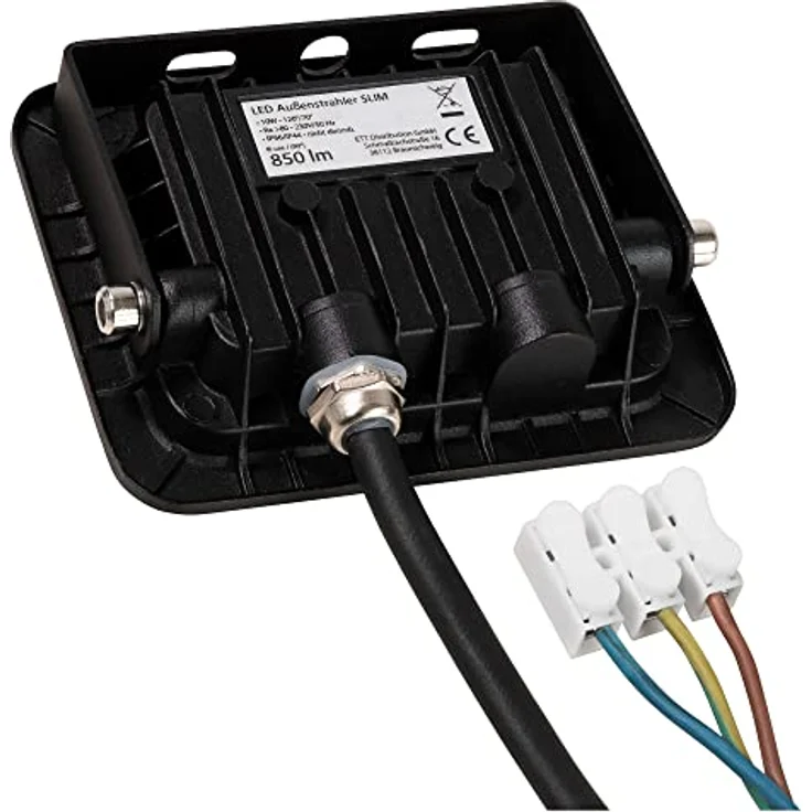 McShine LED Strahler Außen Scheinwerfer Slim, 10 Watt, 850 Lumen, neutralweiß 4000K, wasserfest IP66 mit Stativ für Einfahrt, Garage, Terrasse, Gartenweg – Bild 5