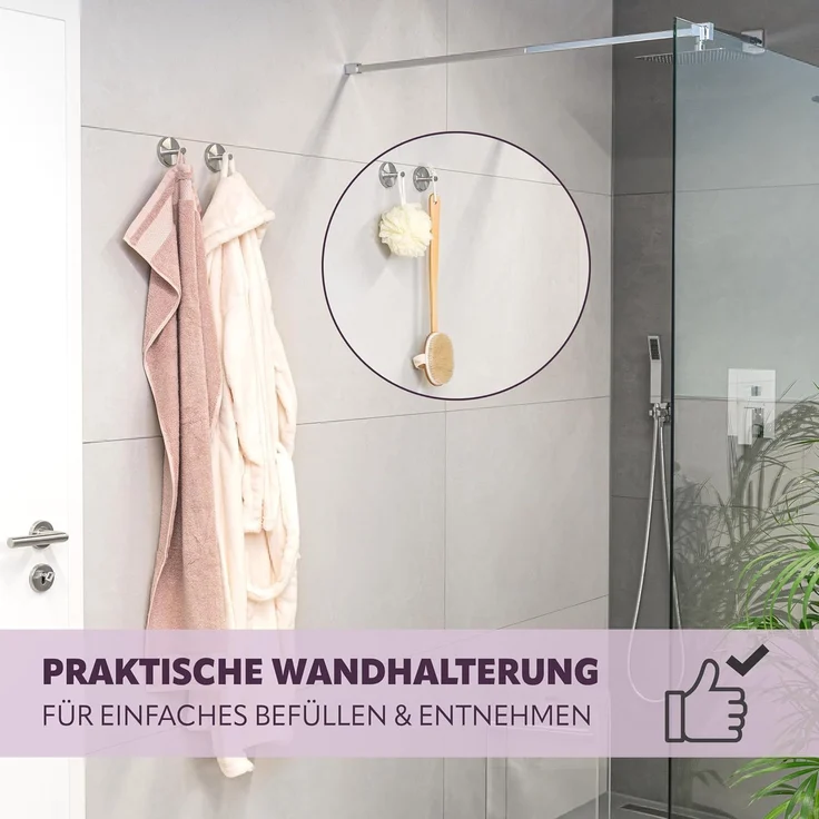 bremermann Handtuchhaken Bad-Serie PIAZZA - Handtuchhaken 2er-Set aus Edelstahl inkl. Klebeset, Badezimmer, Küche, (Set, 2-St), Edelstahl, matt – Bild 3